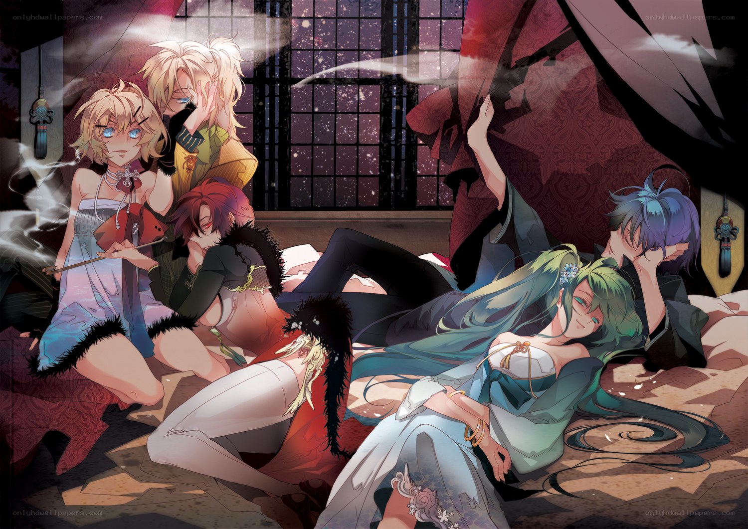 anime characters in a room