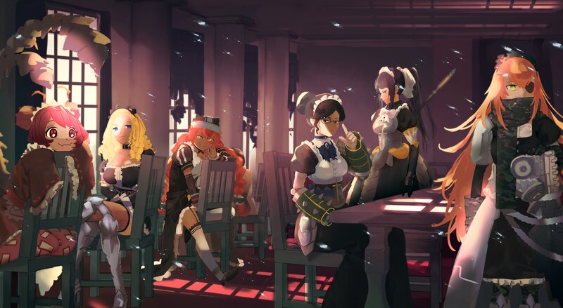 Anime Characters in a Room — Purple, Dramatic, Night