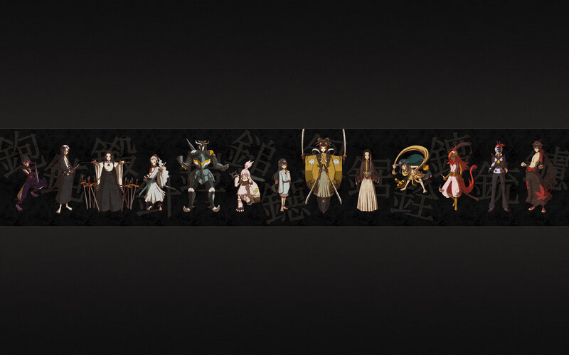 Anime Characters in a Row — Black