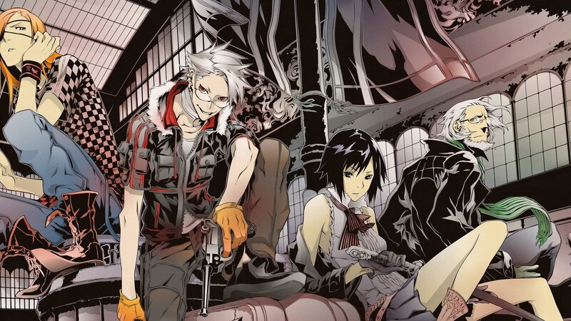 anime characters in a ruined building