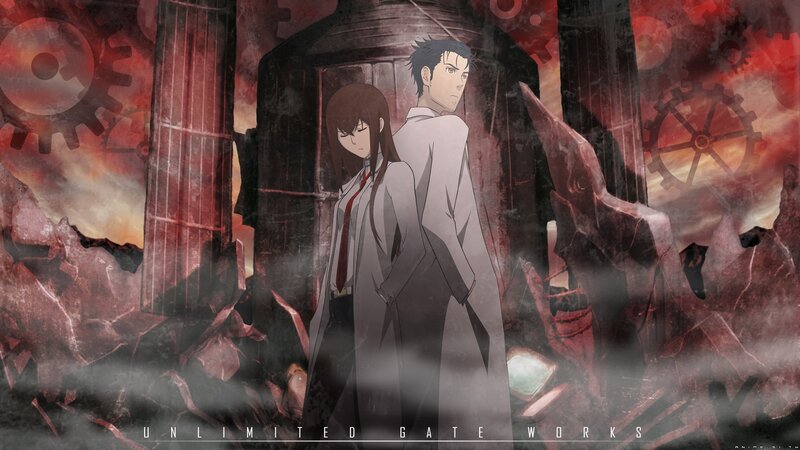 Anime characters in a ruined city