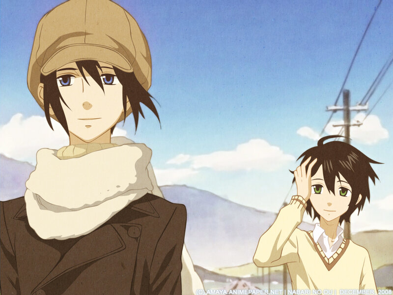 Anime characters in a rural setting