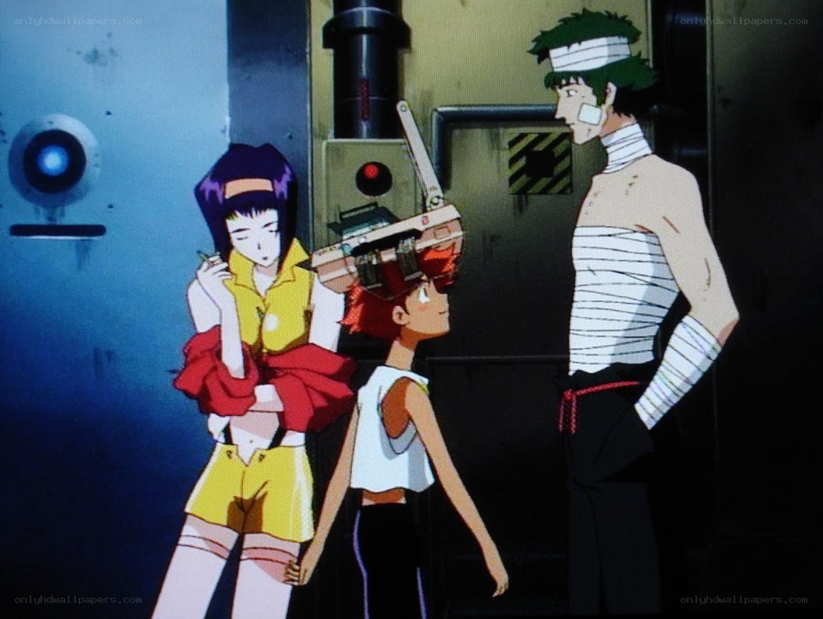 Anime characters in a sci-fi setting