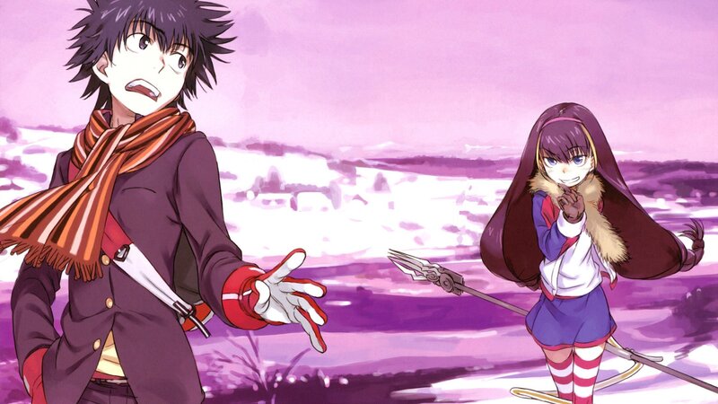 Anime characters in a snowy landscape