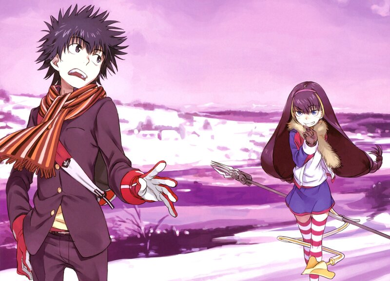 Anime characters in a snowy landscape