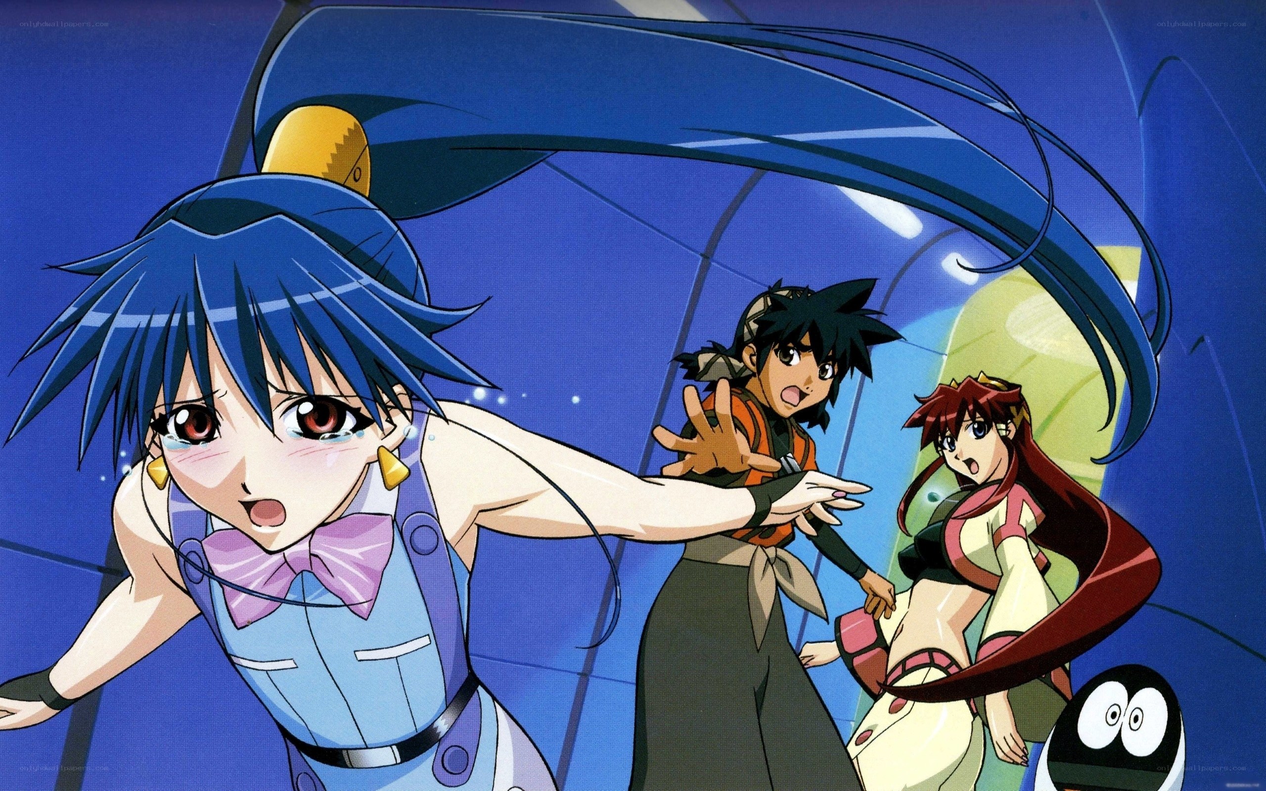 Anime characters in a spaceship