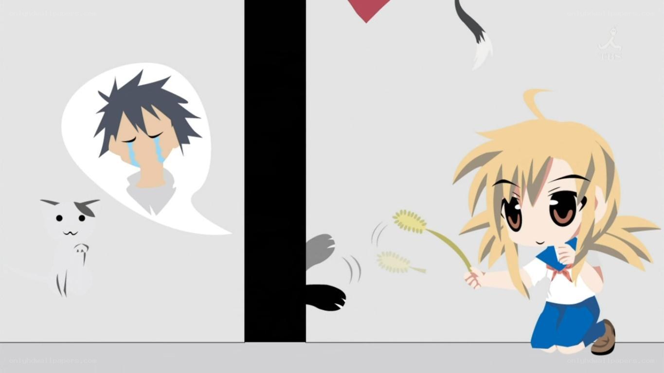 Anime characters in a split scene