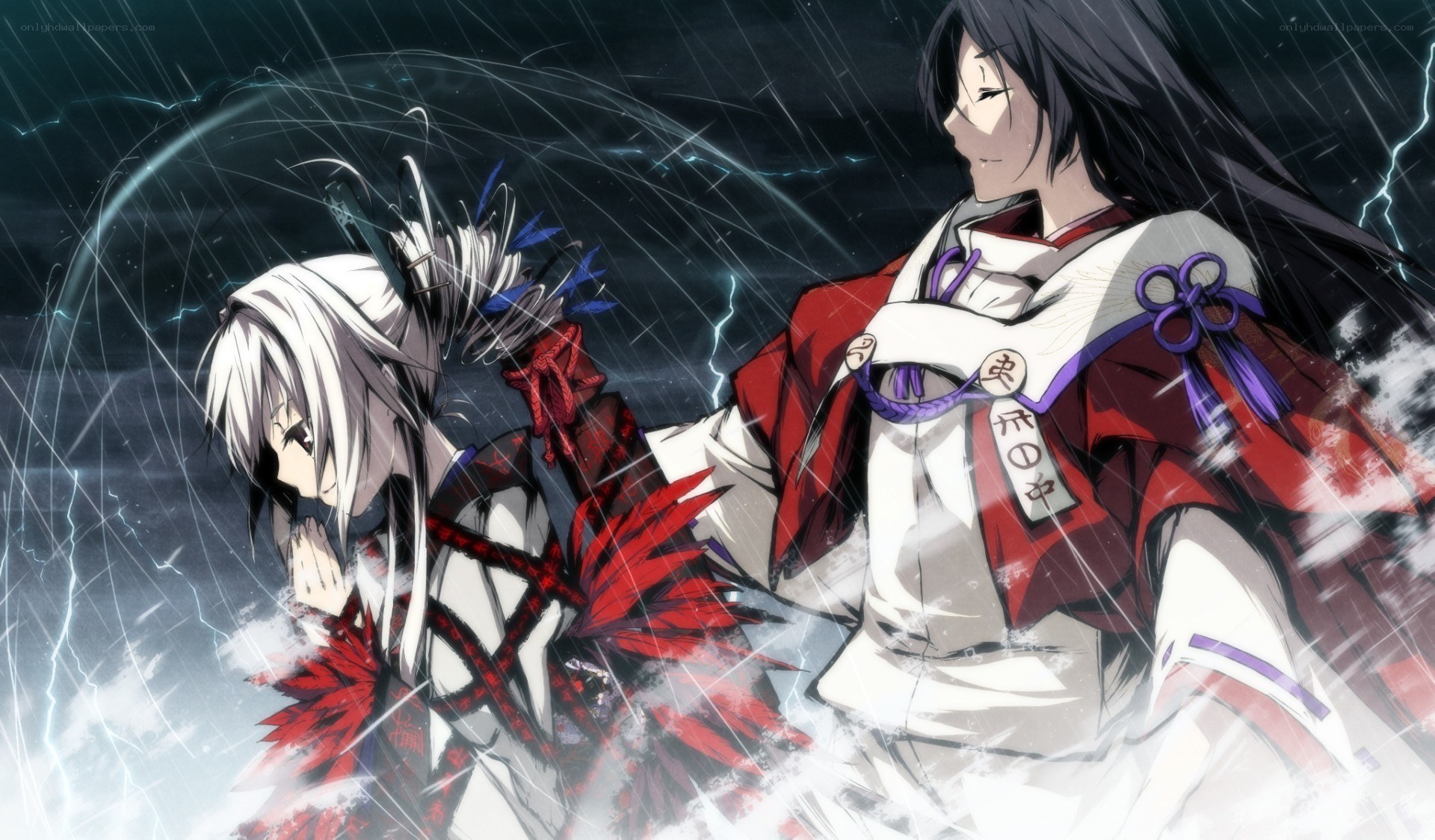 Anime characters in a storm