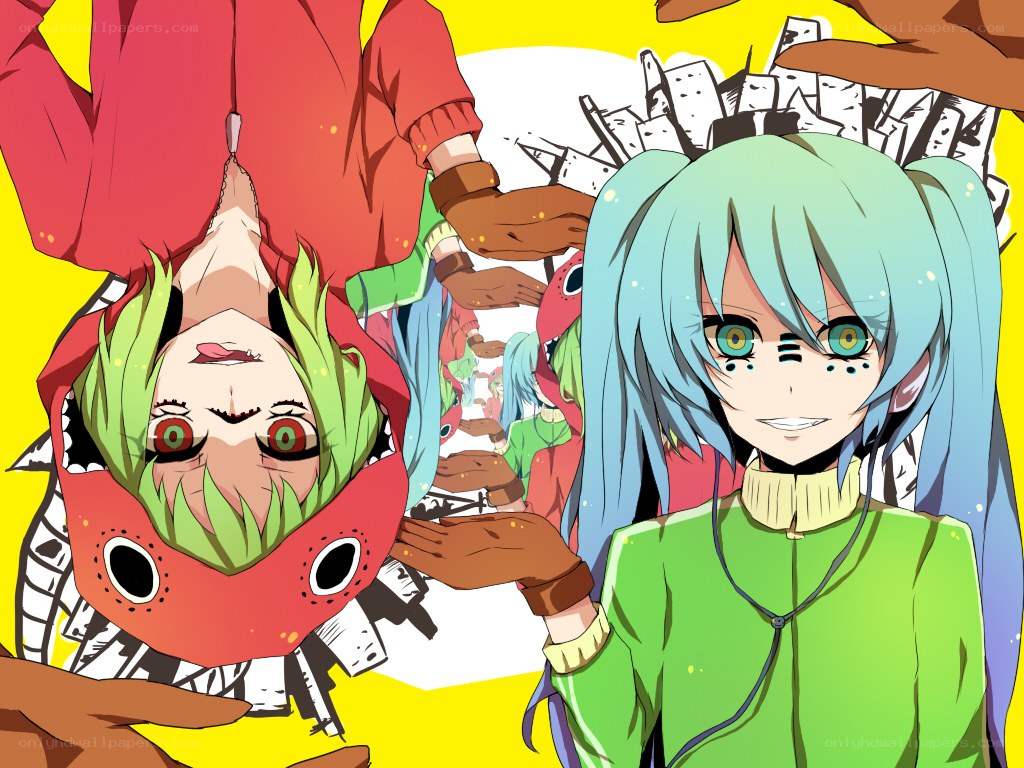 Anime characters in a surreal scene