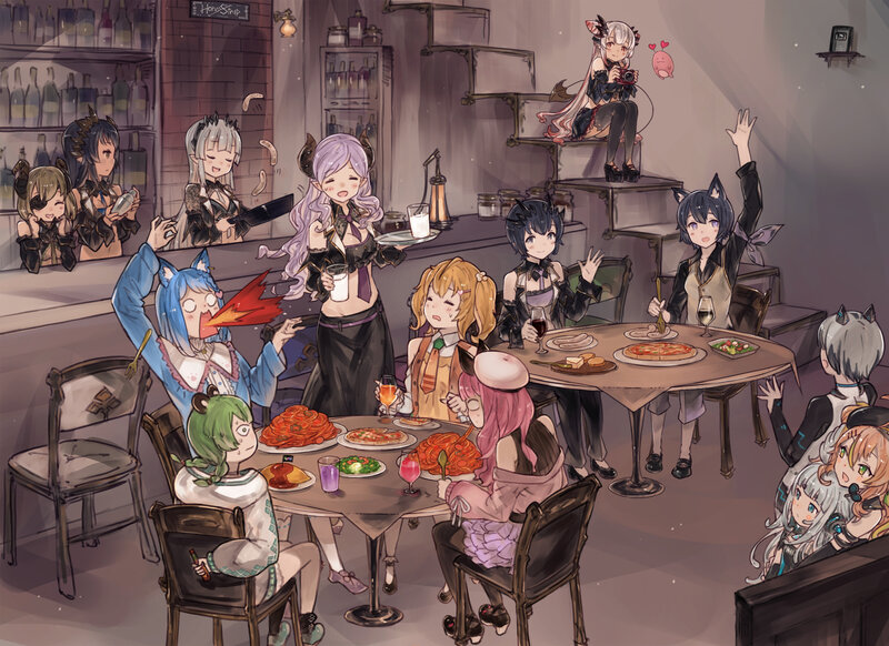 Anime Characters in a Tavern — Brown, Lively