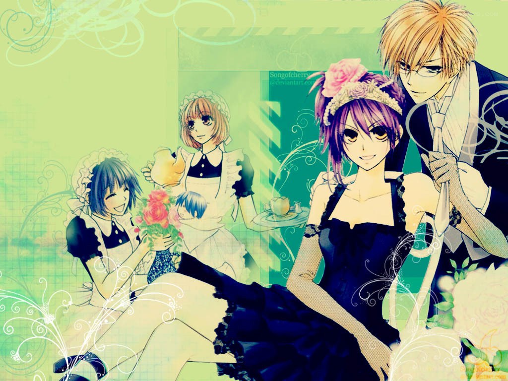 Anime characters in a tea party