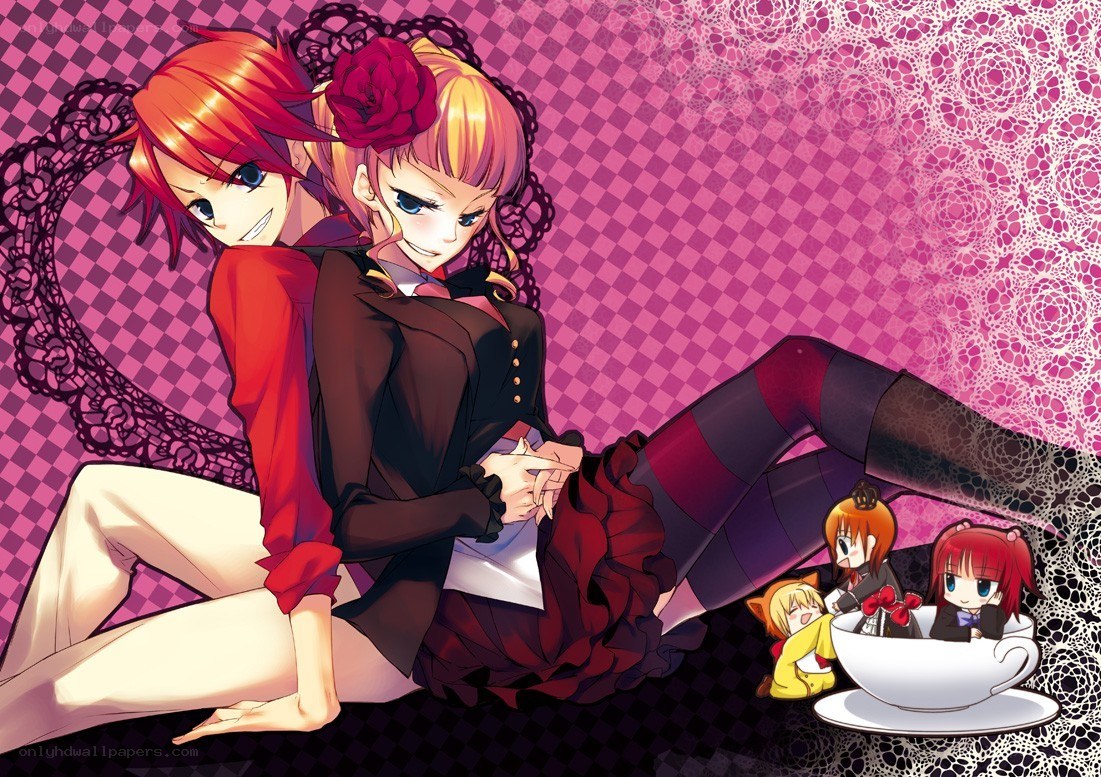 anime characters in a tea party