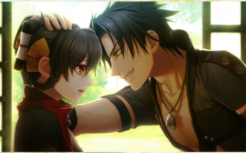 anime characters in a tender moment