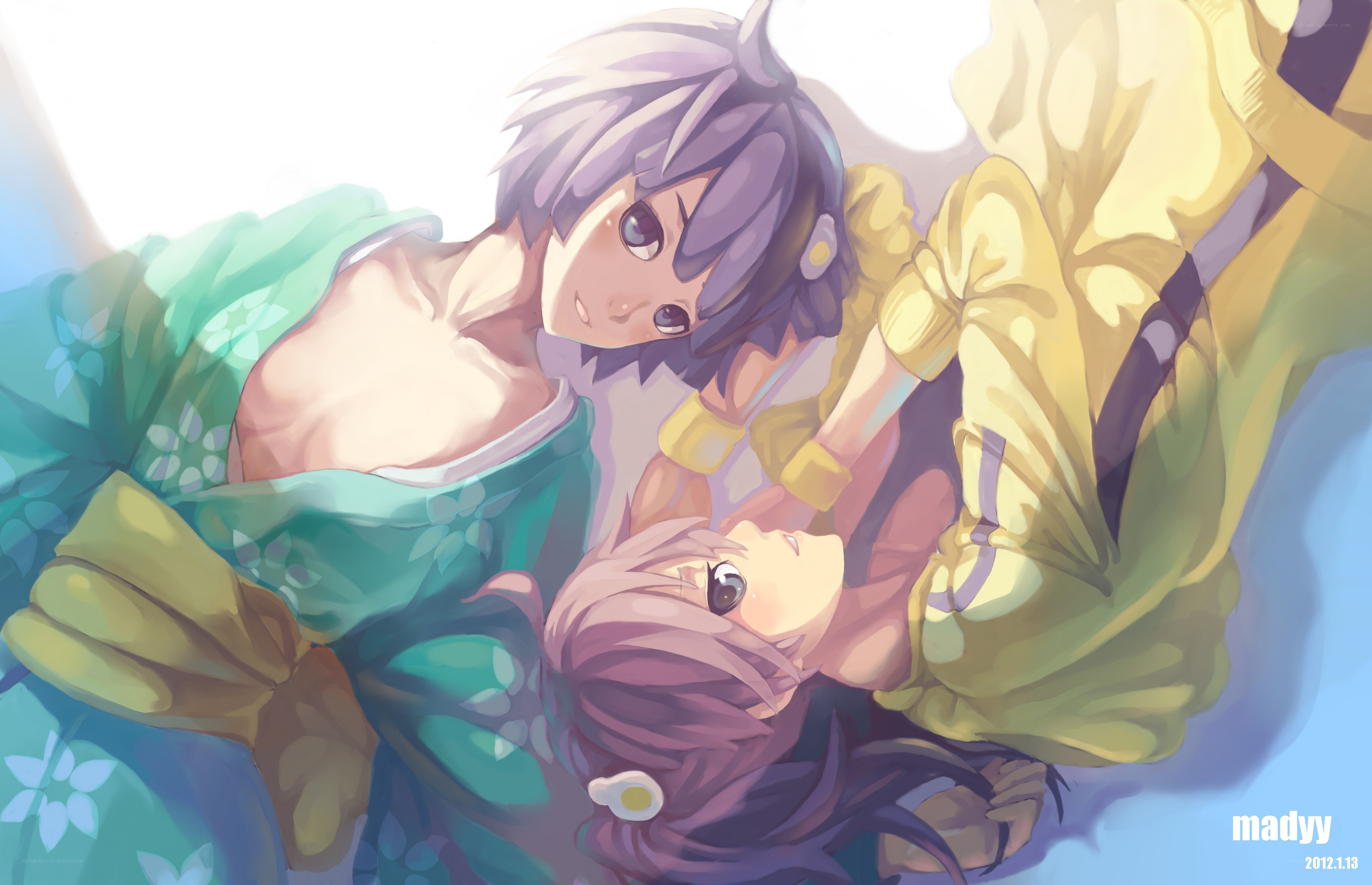 Anime characters in a tender moment