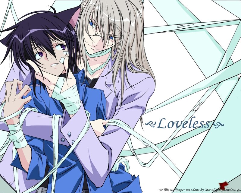Anime characters in a tense embrace