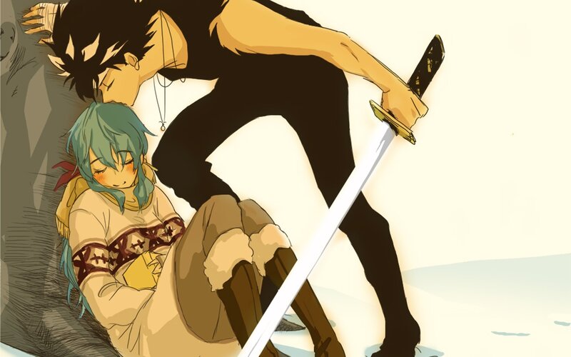 Anime characters in a tense moment