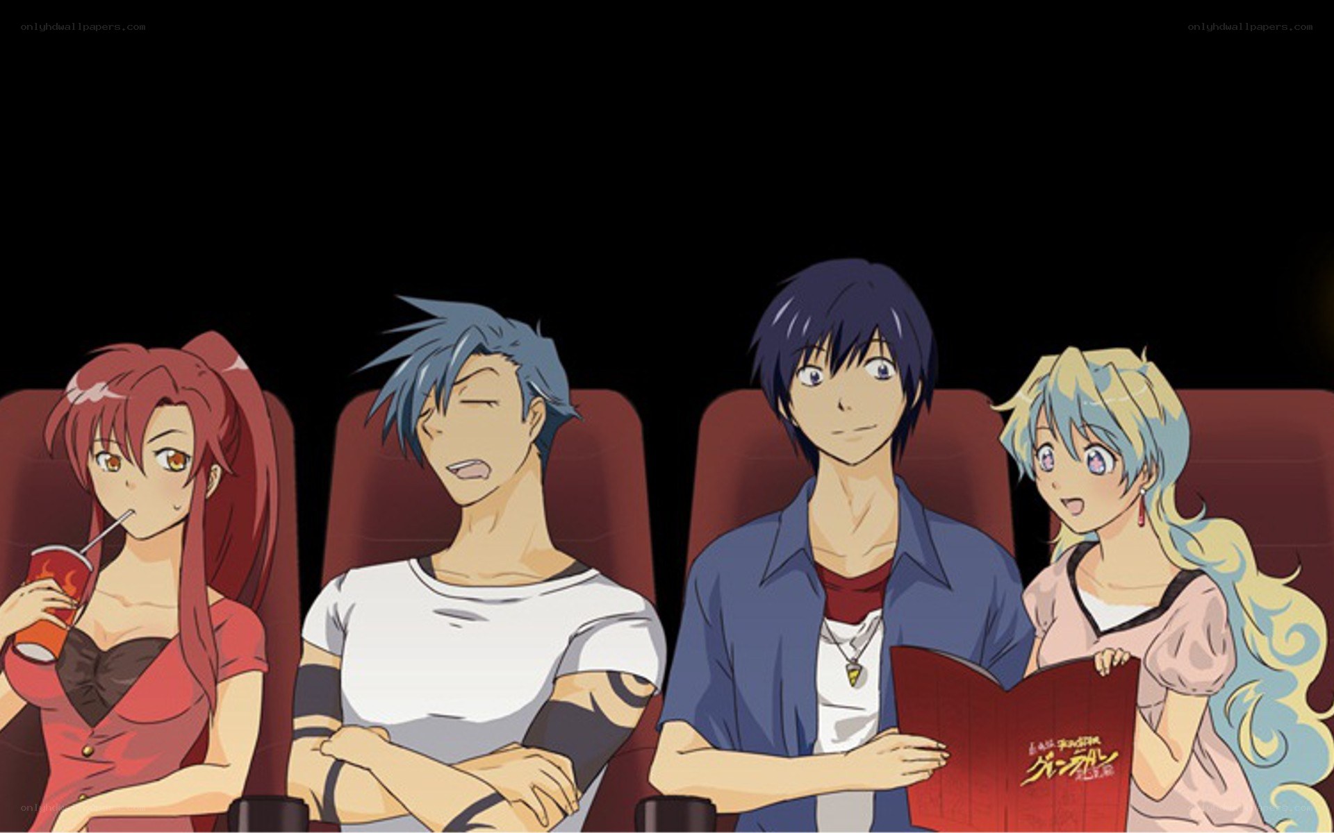 anime characters in a theater