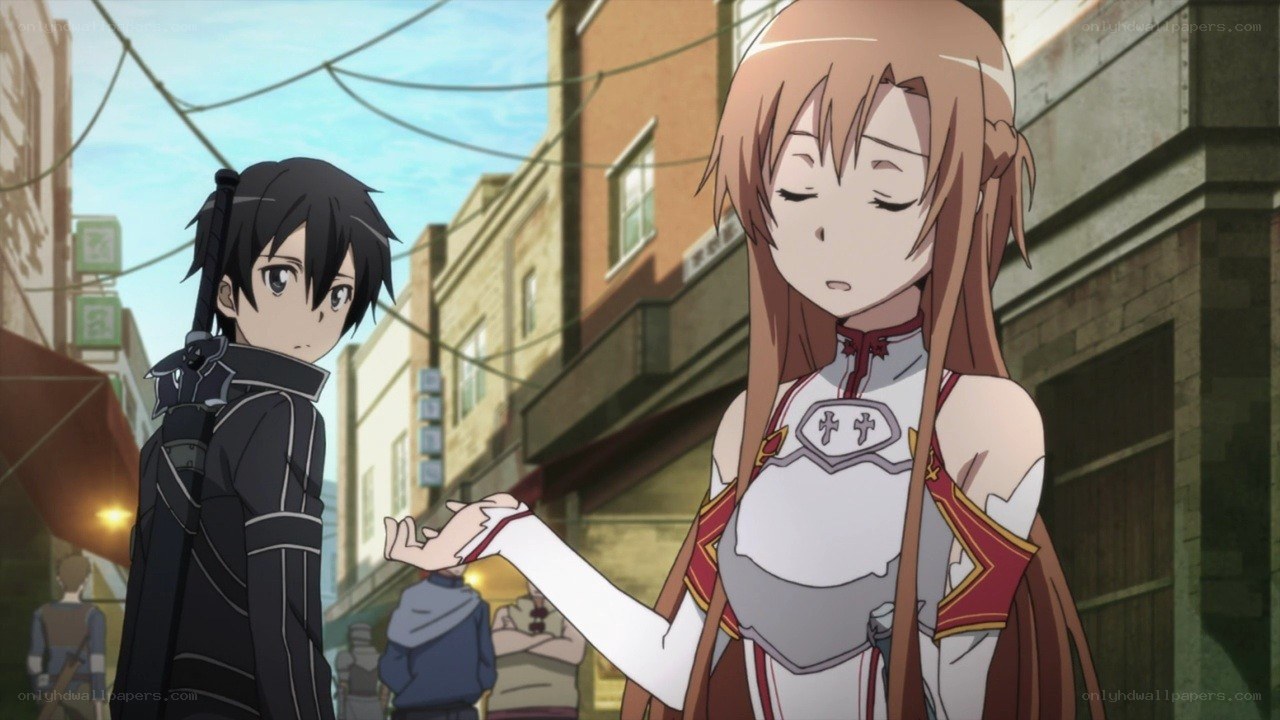 anime characters in a town