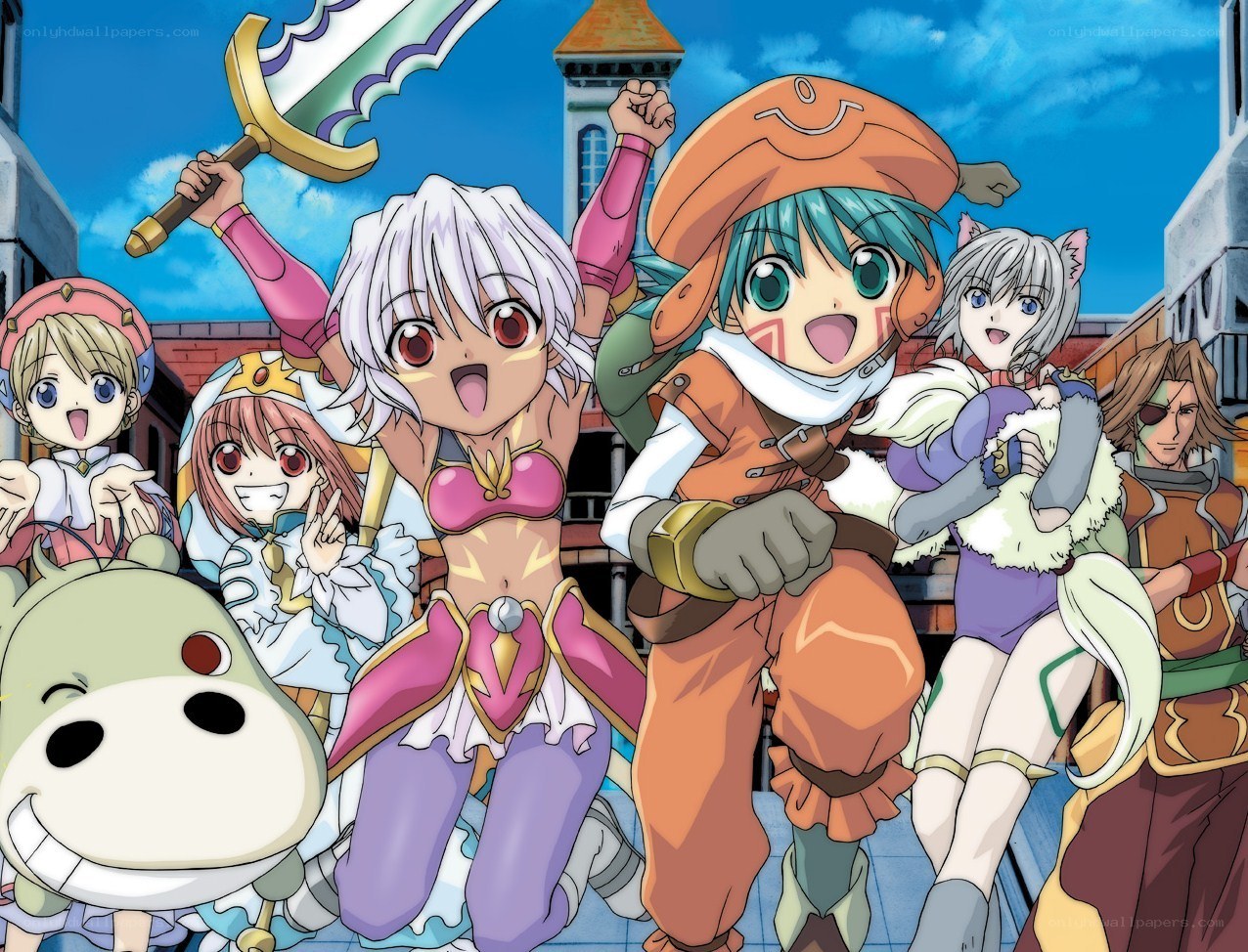 anime characters in a town