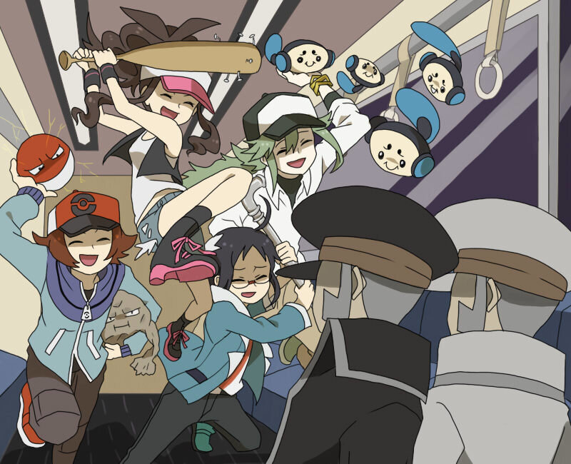 Anime Characters in a Train — Blue
