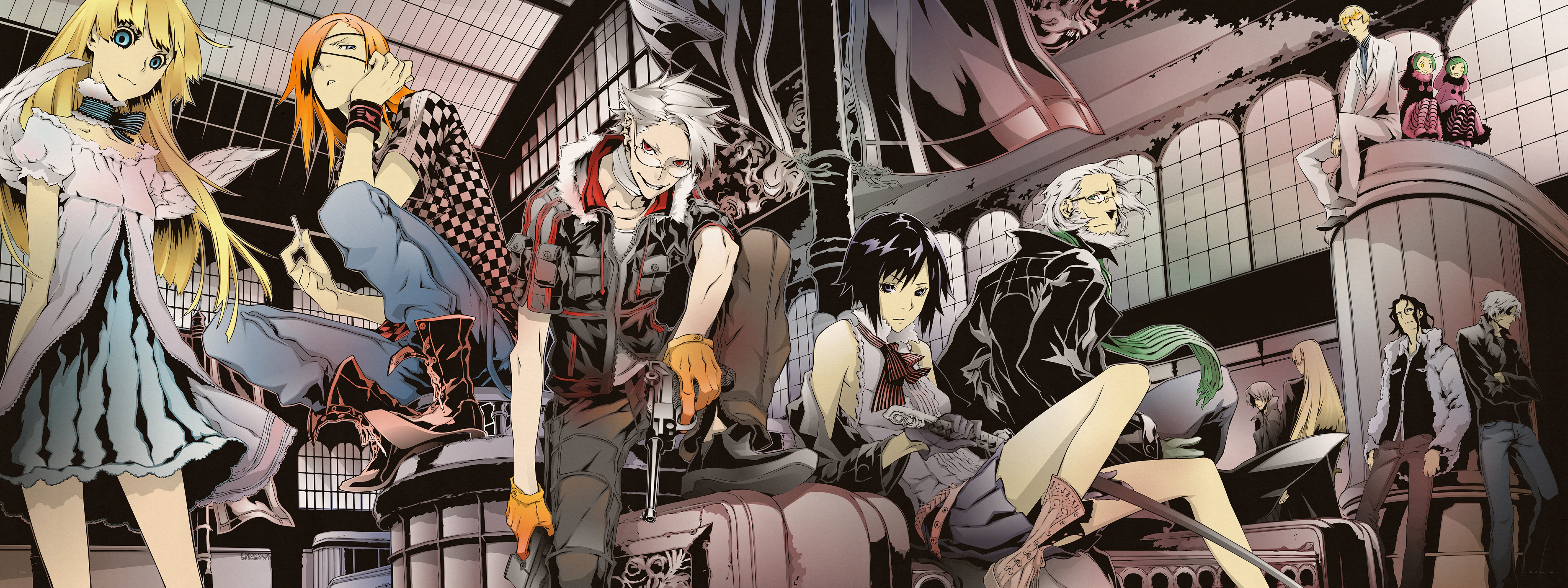 anime characters in a train station