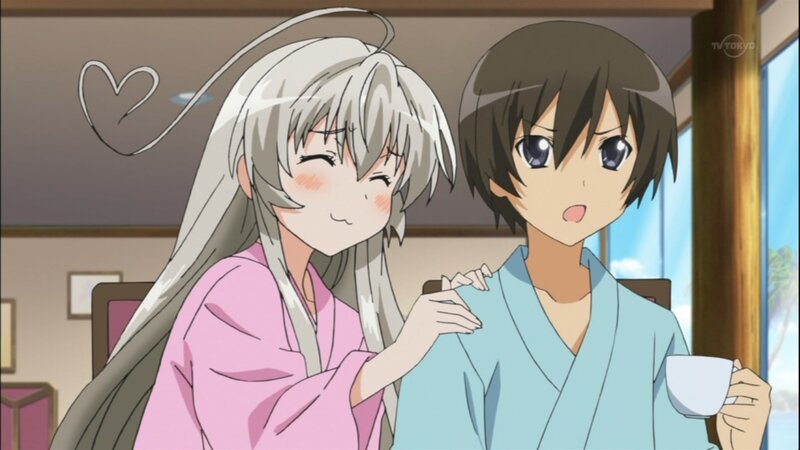 Anime characters in a warm moment