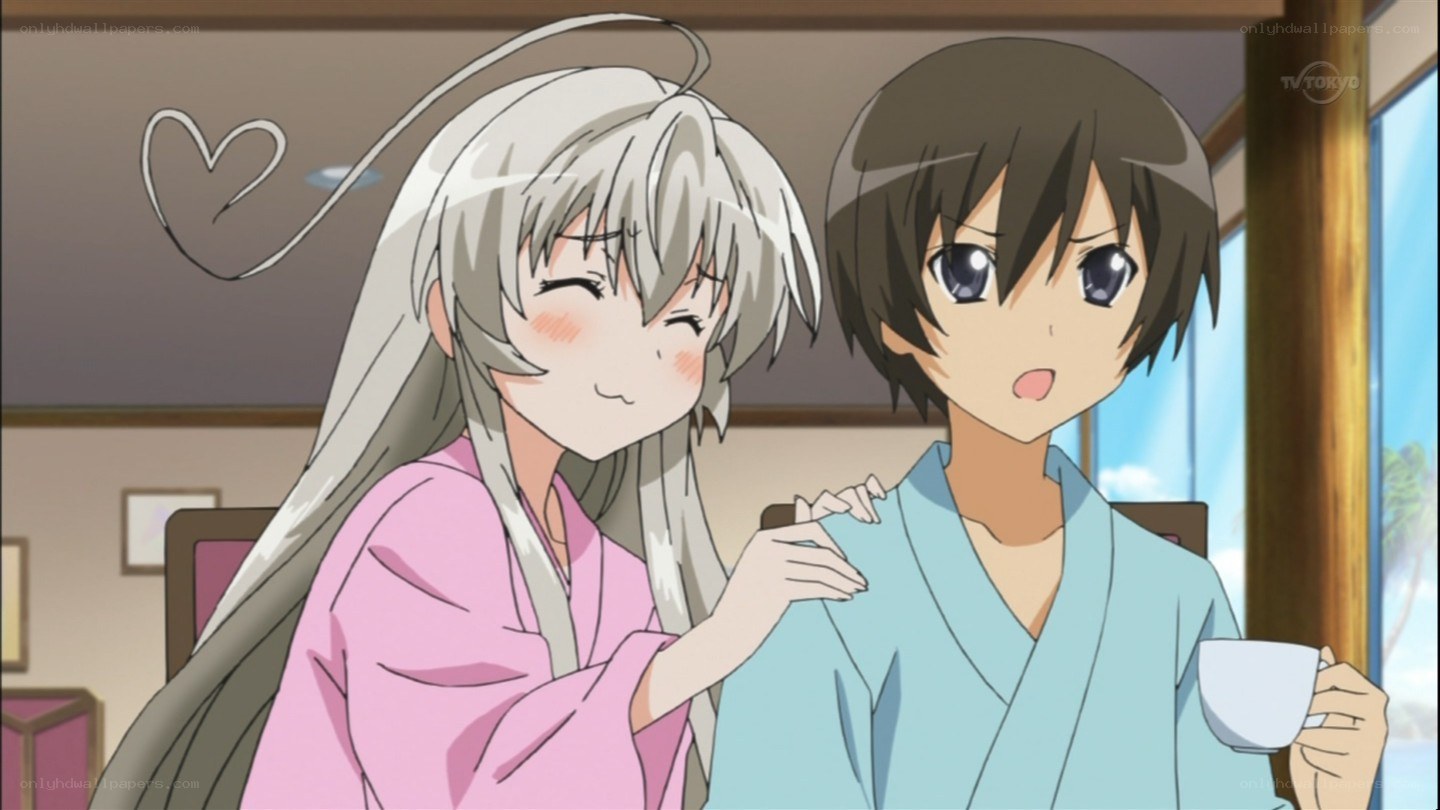 Anime characters in a warm moment