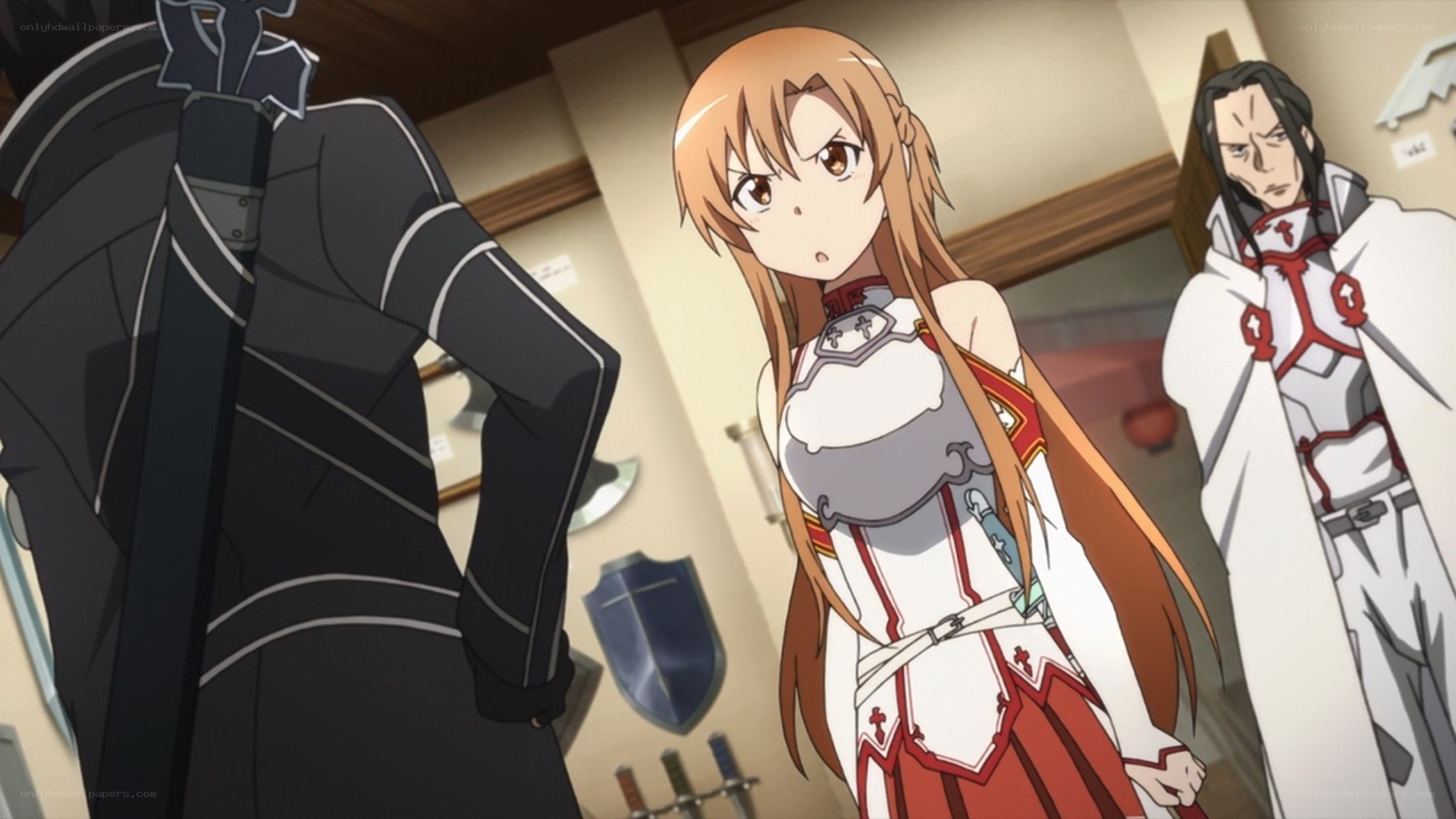 anime characters in a weapon shop