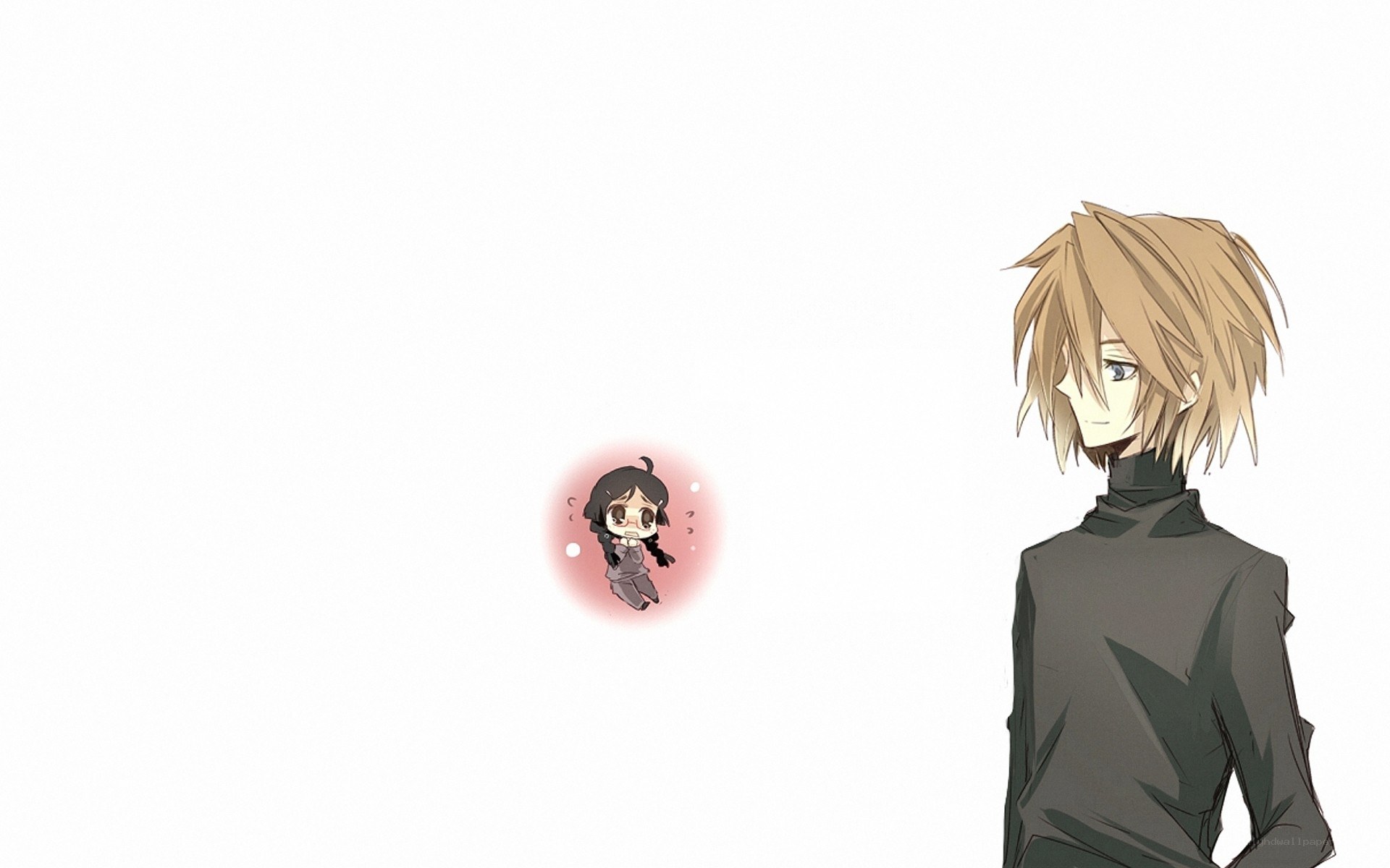 Anime characters in a white space