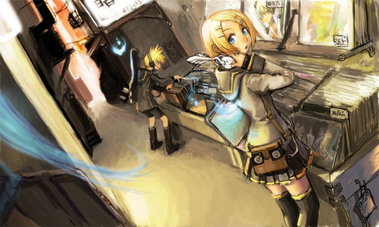 Anime characters in a workshop
