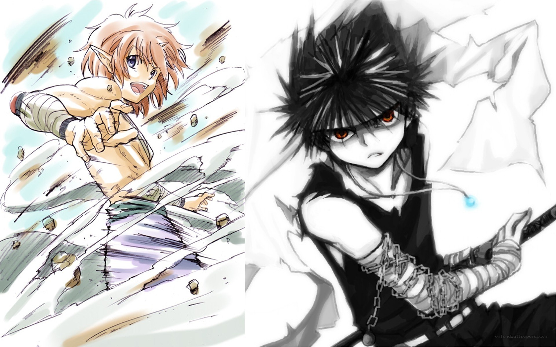 Anime characters in action