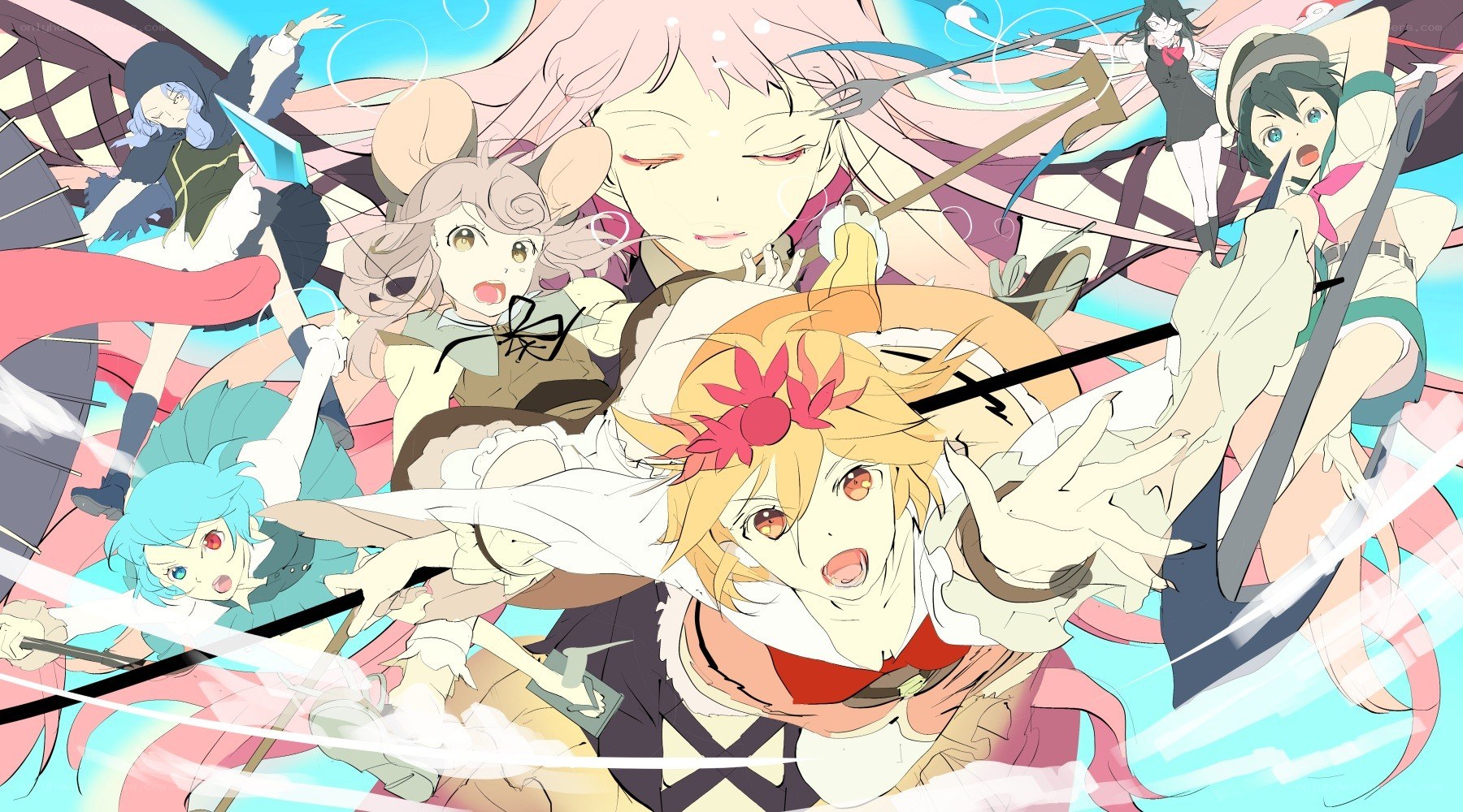 anime characters in action