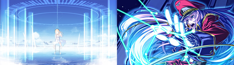 Anime characters in action and calm scenes