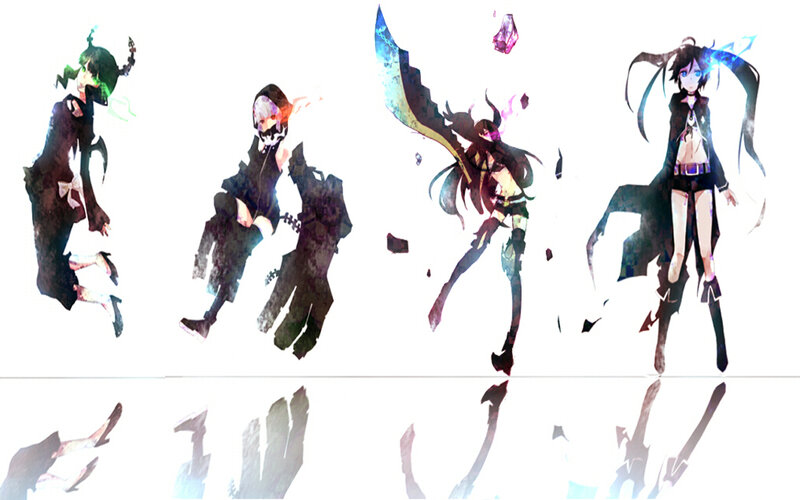 Anime Characters in Action — Black, Dramatic, Digital Art
