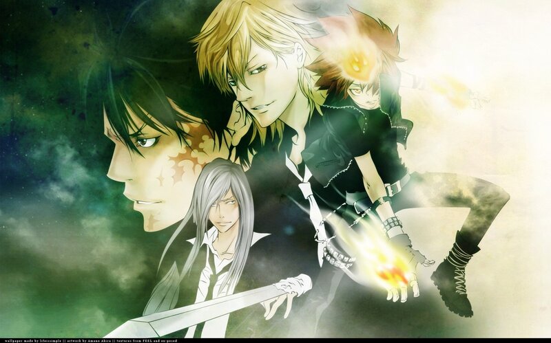 Anime Characters in Action — Black, Dramatic, Fire