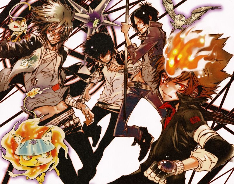 Anime Characters in Action — Black, Dramatic, Manga, Flames