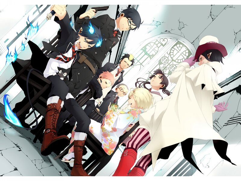 Anime Characters in Action — Black, Dramatic, Sword