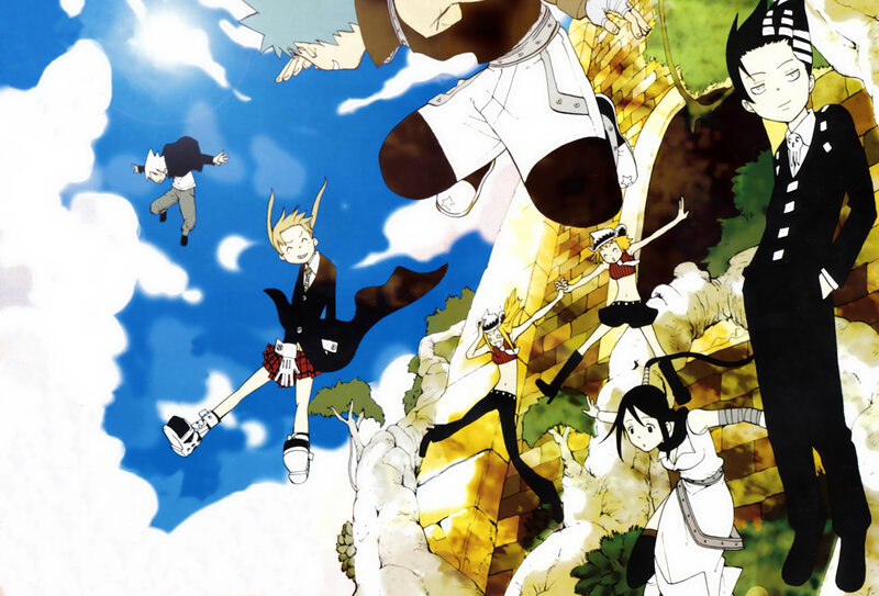 Anime Characters in Action — Blue, Dramatic, Afternoon