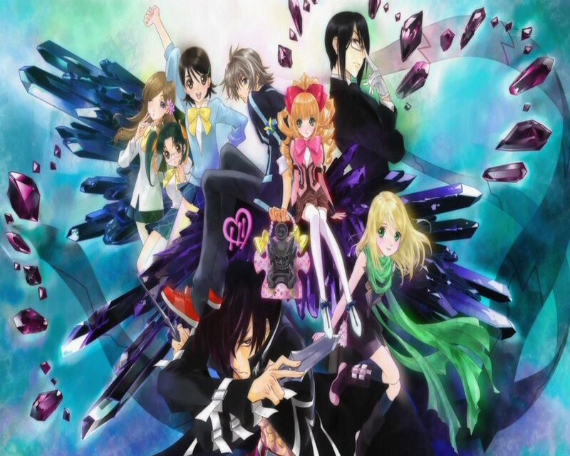 Anime Characters in Action — Blue, Dramatic, Crystals