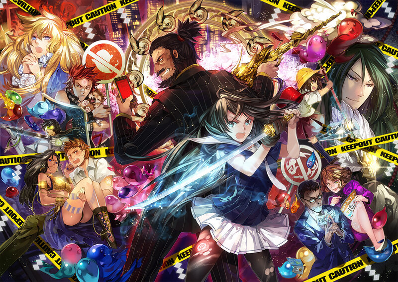 Anime Characters in Action — Blue, Dramatic, Night, Manga