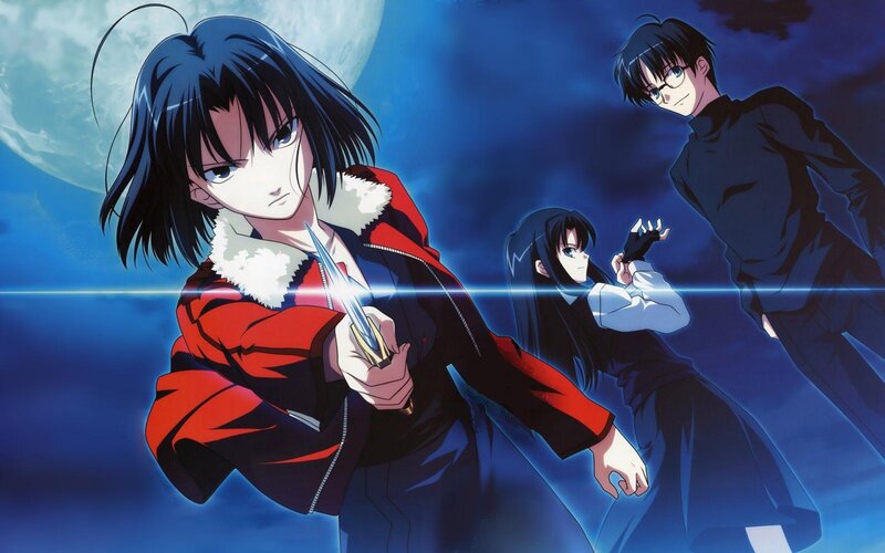Anime Characters in Action — Blue, Dramatic, Night, Moon