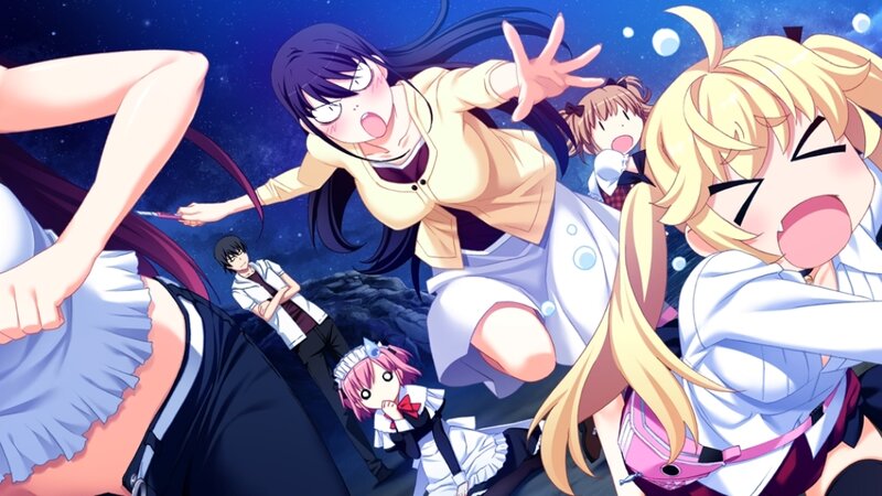 Anime Characters in Action — Blue, Dramatic, Night, Stars