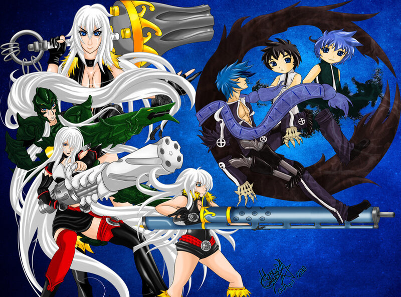 Anime Characters in Action — Blue, Dramatic, Night