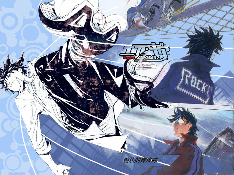 Anime Characters in Action — Blue, Dramatic