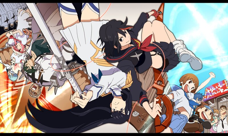 Anime Characters in Action — Blue, Dynamic, Chaotic, Afternoon, Sword