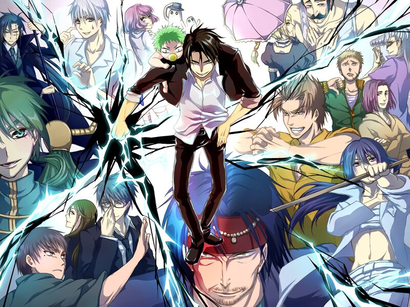Anime Characters in Action — Blue, Dynamic, Chaotic, Manga