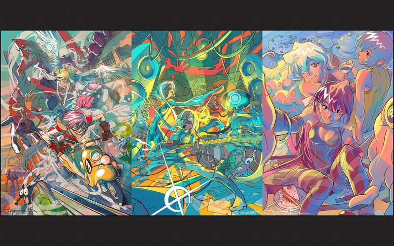 Anime Characters in Action — Blue, Dynamic, Vibrant