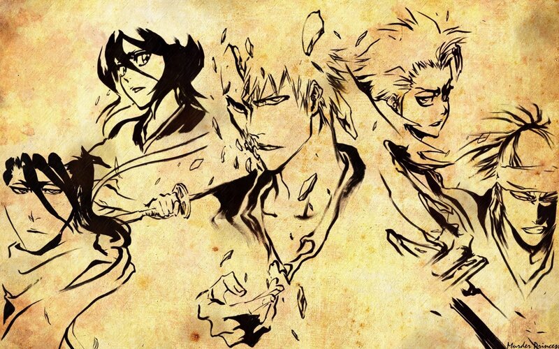 Anime Characters in Action — Brown, Dramatic, Manga, Sword