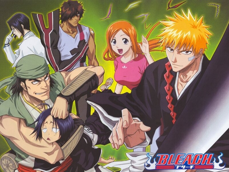 Anime Characters in Action — Green, Dramatic, Sword, Fighting