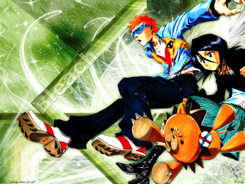 Anime Characters in Action — Green, Dynamic, Energetic